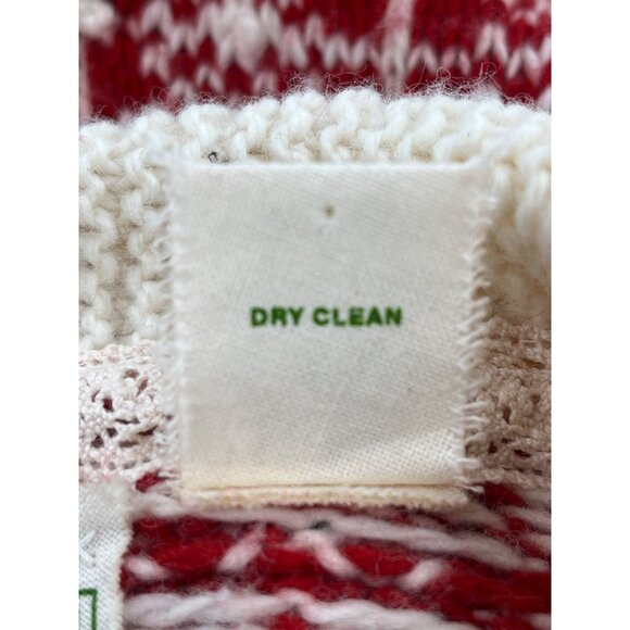 Sparrow Womens Red & Cream Knit Long Cardigan With Button Front & Diamond Patter - Picture 8 of 9